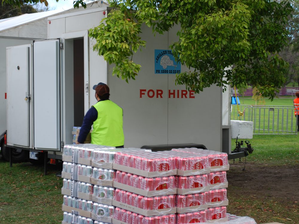 Medium 8x5 mobile cool room set up at an outdoor event