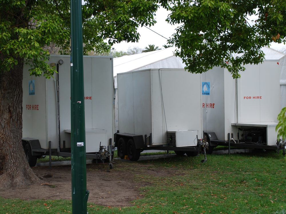Mobile freezer trailer on hire at a Melbourne event